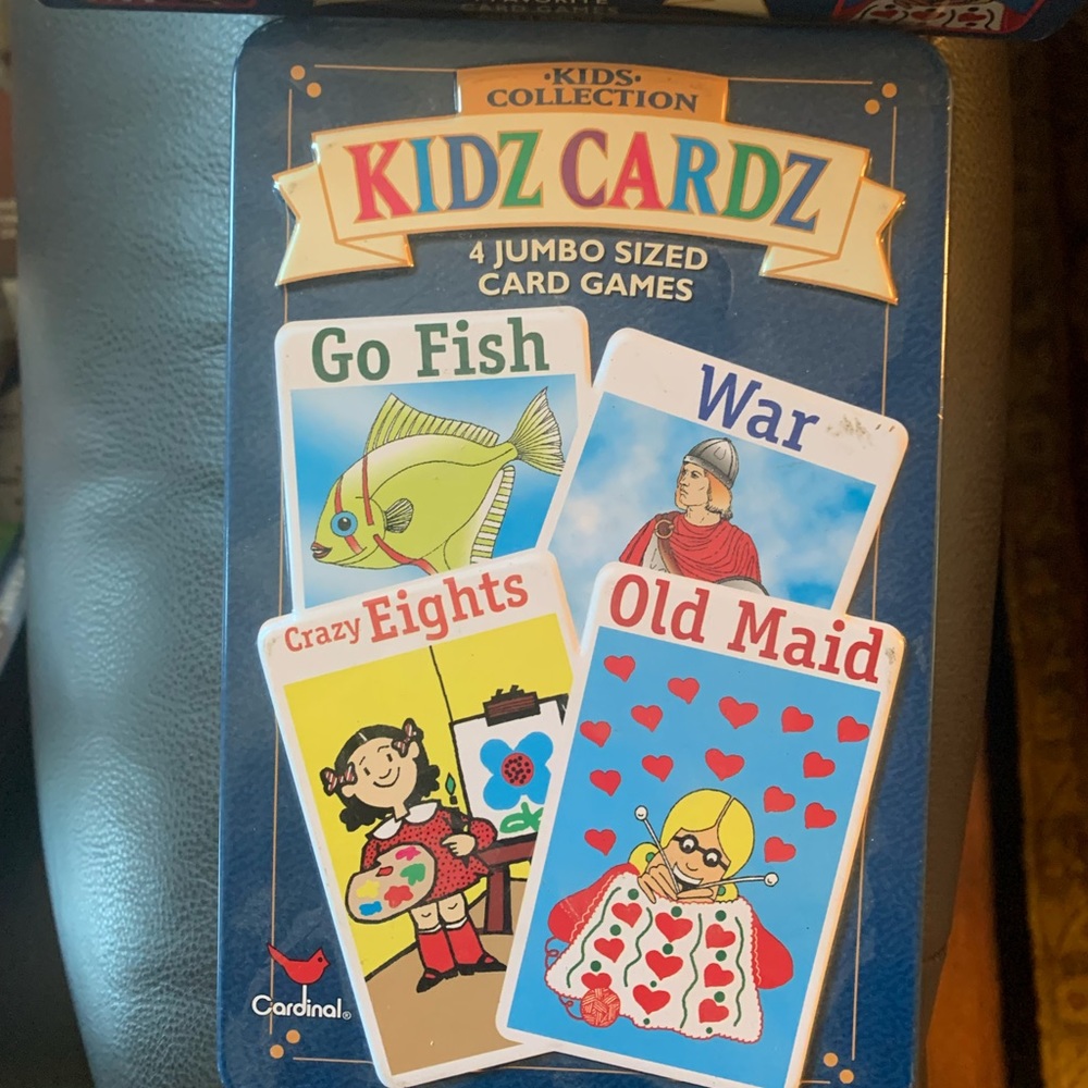 Kids Card Game Set - 4 Games, Go Fish, War, Crazy Eights & Old Maid
